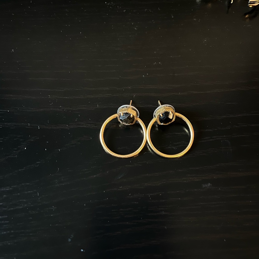 Kendra Scott Gold and Black Minimalist Hoop Earrings
